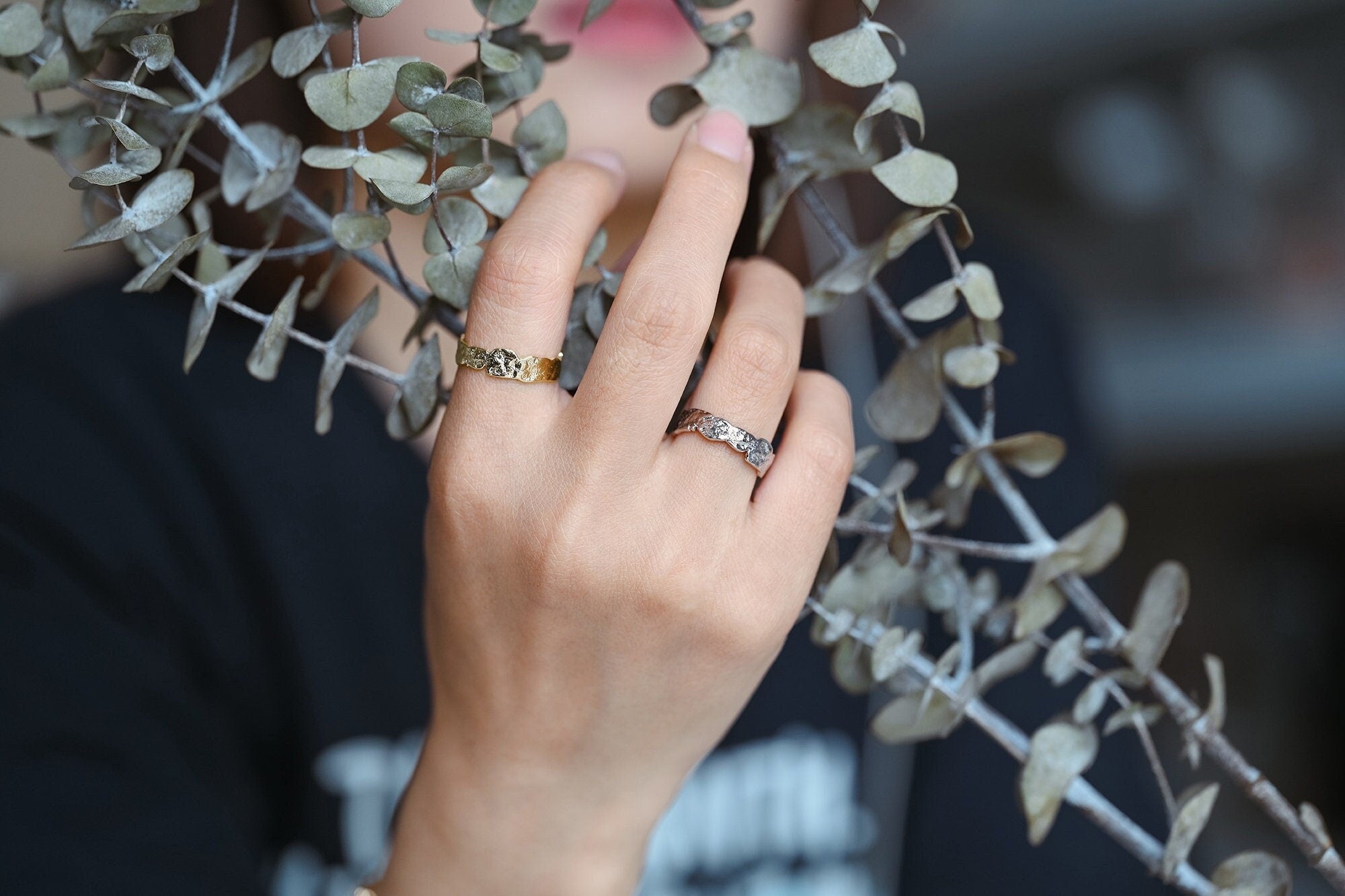 4pcs Hammered Gold Finger Ring, Everyday Ring, Modern Style Ring, Fashion Rings, Dainty Rings (#JZ-030-B)
